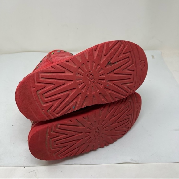 UGG Australia kids red pull on boots with studs size 1 - Picture 8 of 10
